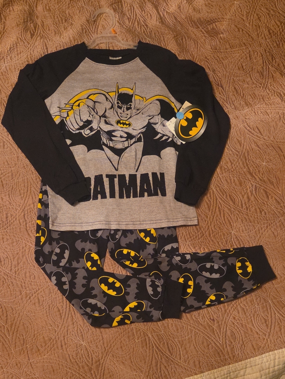 Batman Kids Pajama Set - Gray, Black & Yellow